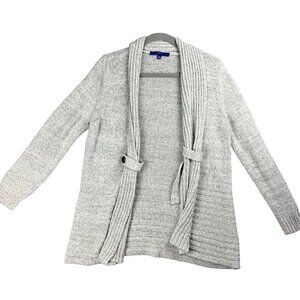 Apt. 9 Cardigan Sweater Womens Heather Grey Open Front PL Petite Large